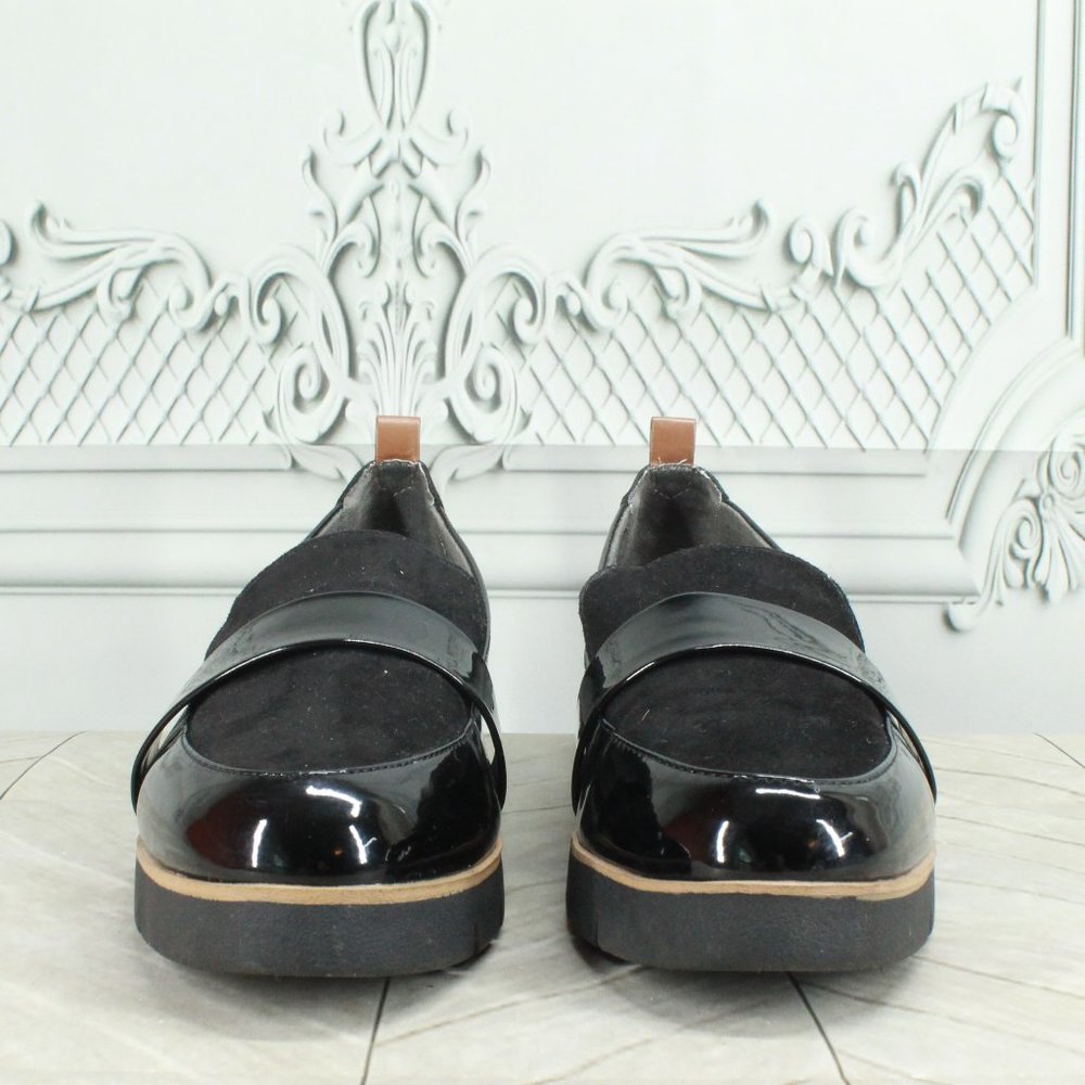 DR. SCHOLLS Black Leather Slides Slip On Flat Loafer Shoes Size 9 M - Picture 4 of 9